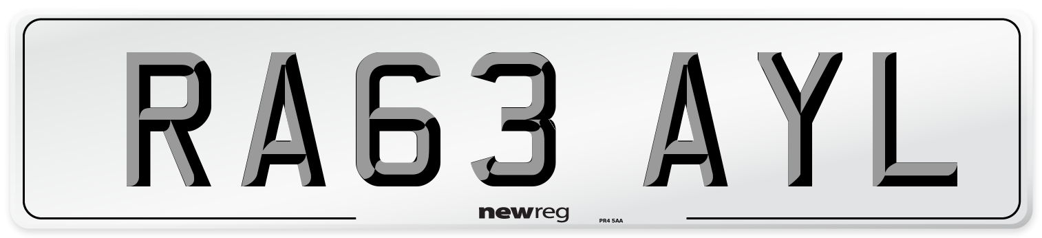 RA63 AYL Number Plate from New Reg